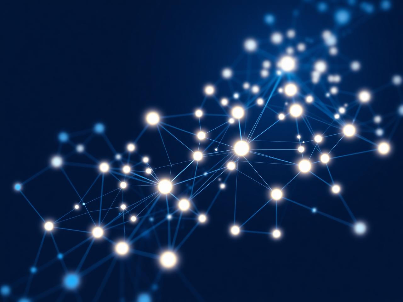Abstract visualization of interconnected banking infrastructure nodes and AI dependency intelligence
